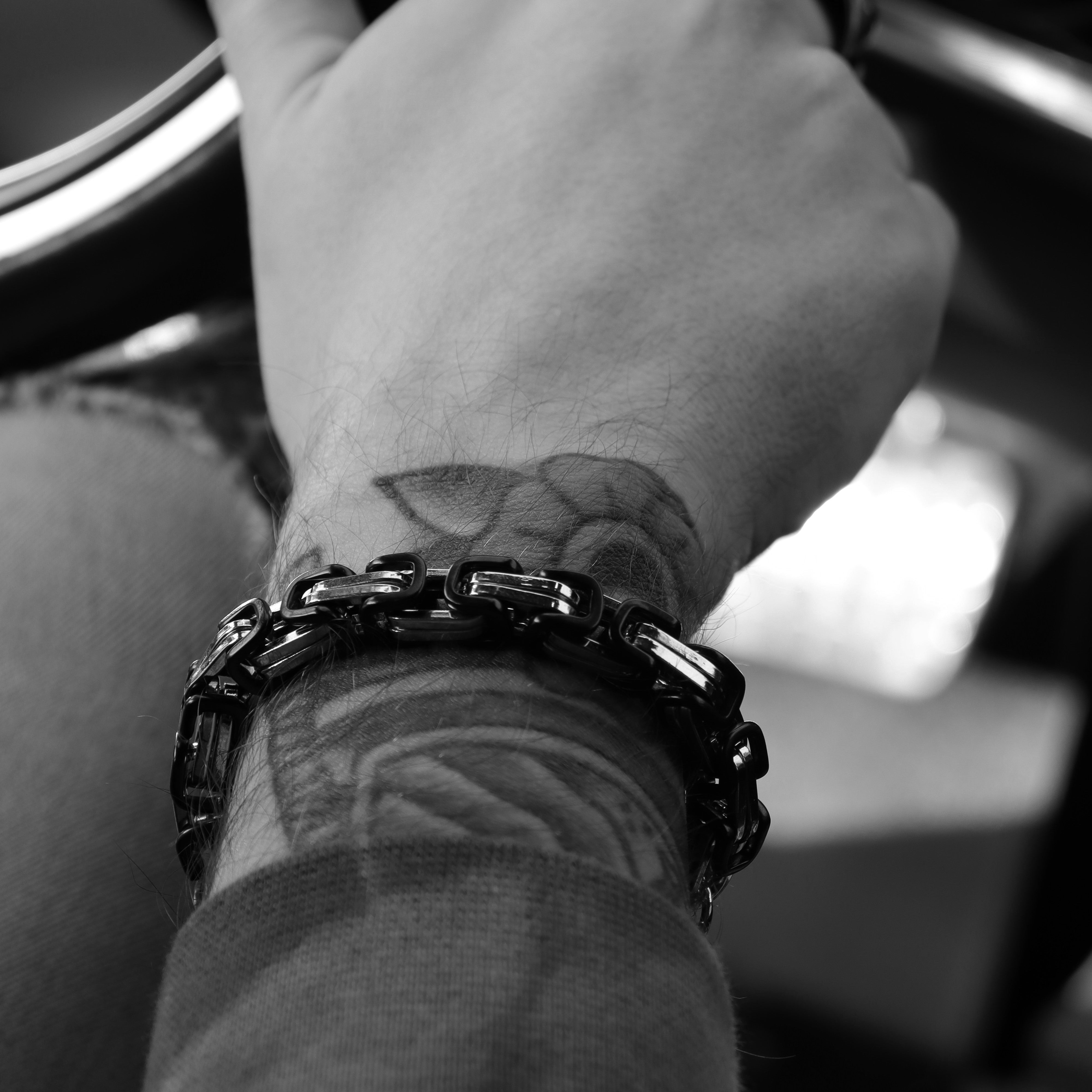 18K Gold PVD & Black Stainless Steel Byzantine Chain Bracelet or Anklet
