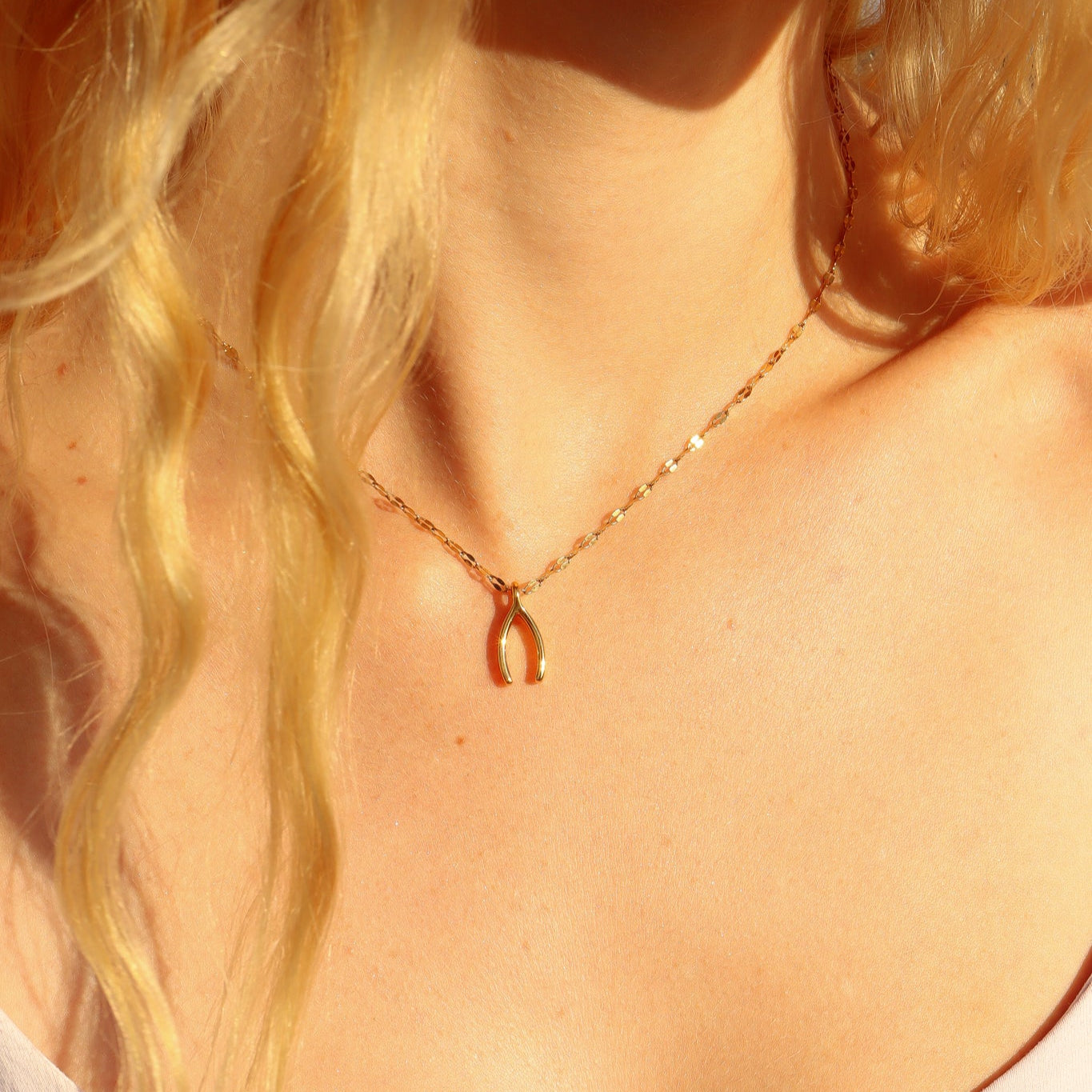 18K Gold PVD Stainless Steel Wishbone Charm
