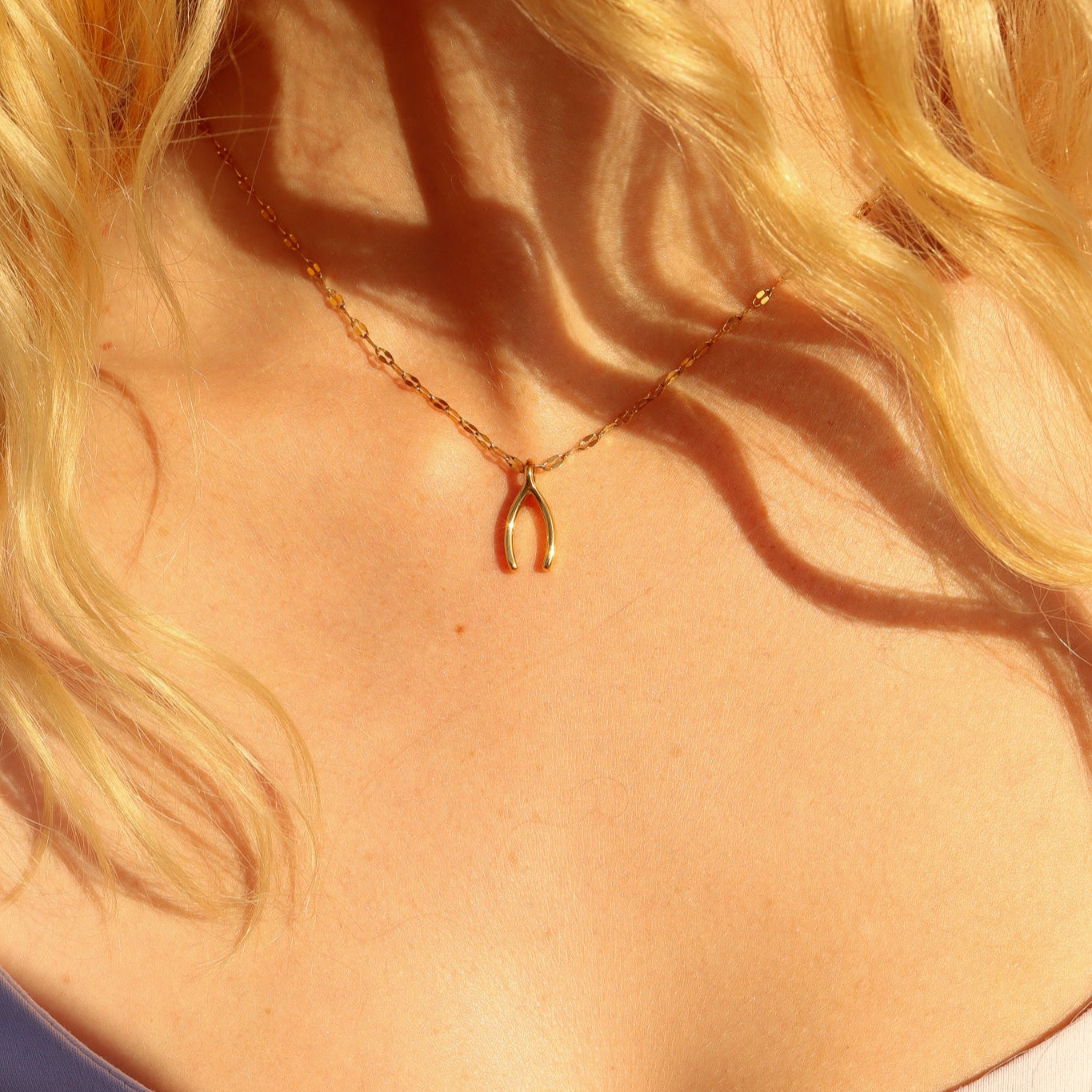 18K Gold PVD Stainless Steel Wishbone Charm