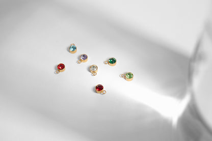 18K Gold PVD Stainless Steel Cubic Zirconia Birthstone Charm