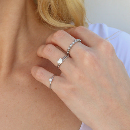 Stainless Steel Birthstone Stacking Ring Size 3