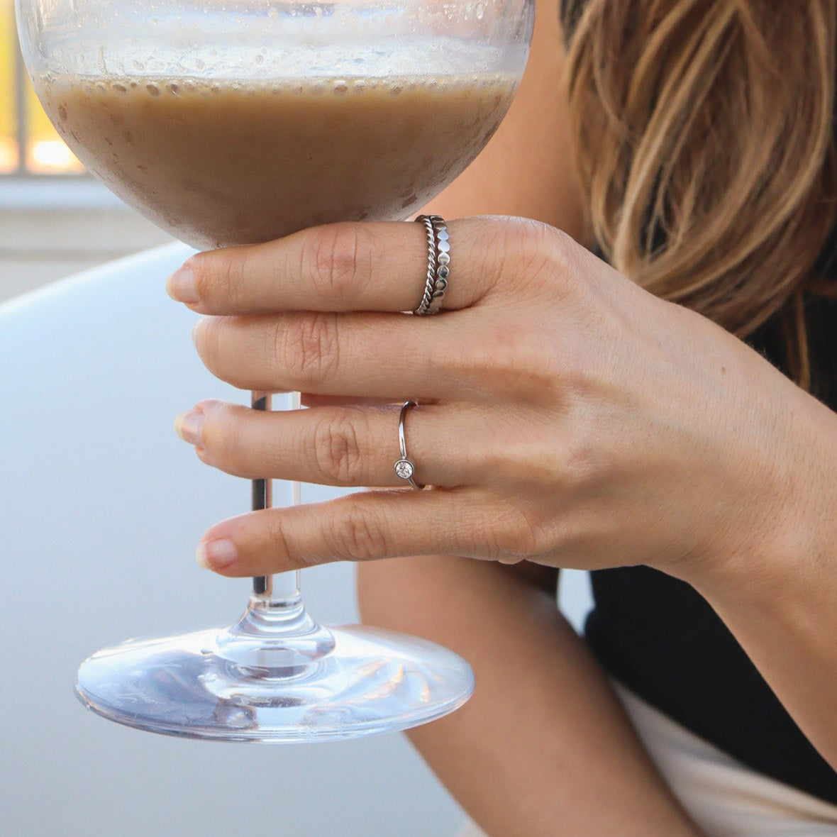 Stainless Steel Birthstone Stacking Ring Size 3
