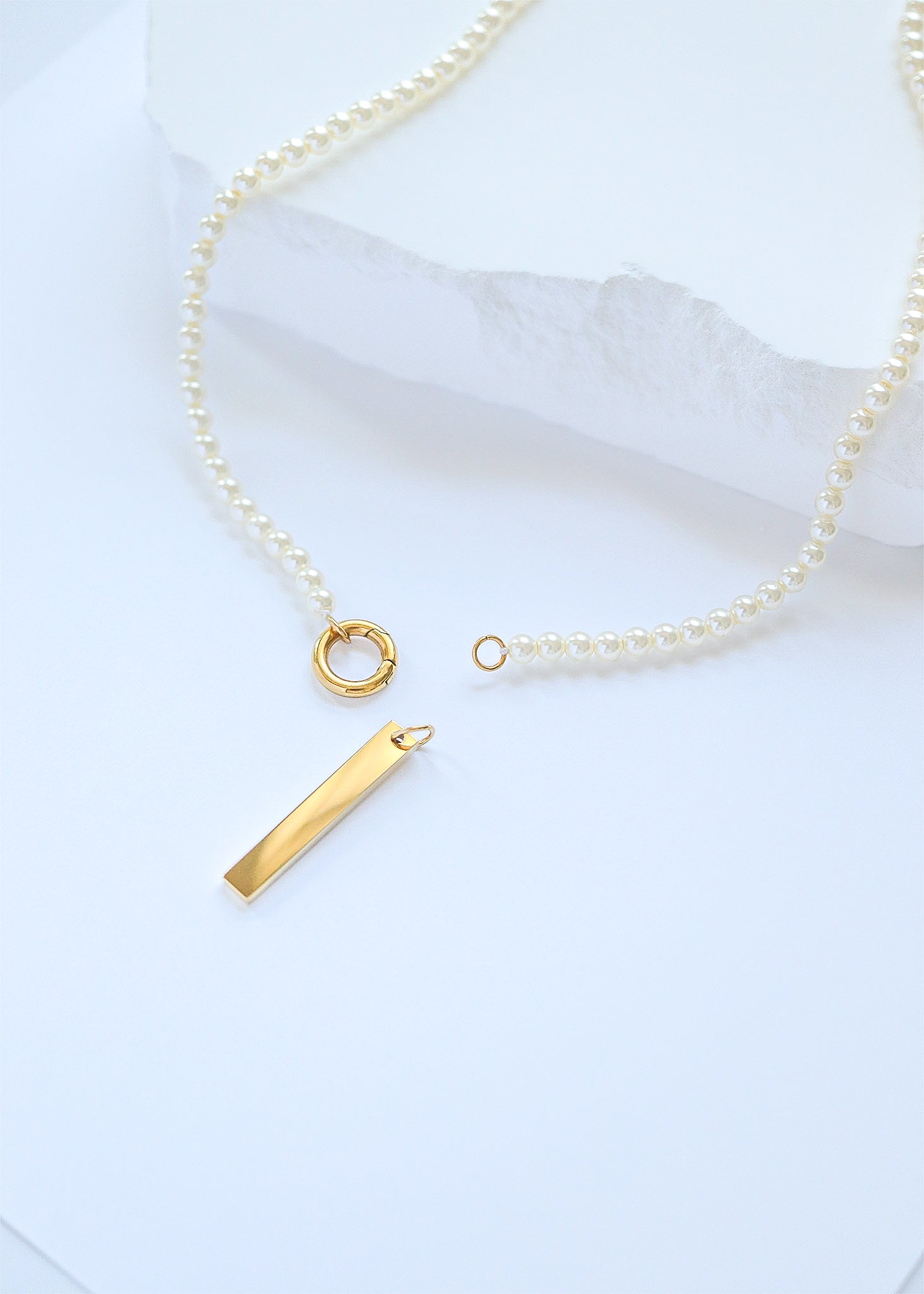 18K Gold PVD Stainless Steel Vertical Blank Bar Pendant