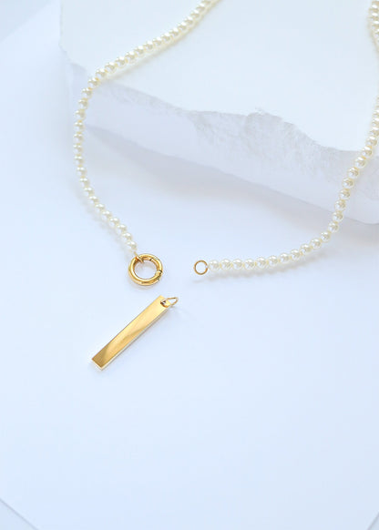 18K Gold PVD Stainless Steel Vertical Blank Bar Pendant