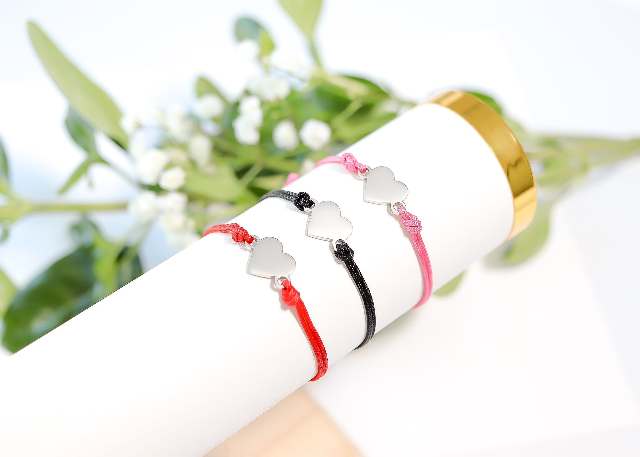 18K Gold PVD Stainless Steel Engravable Heart Friendship Bracelet