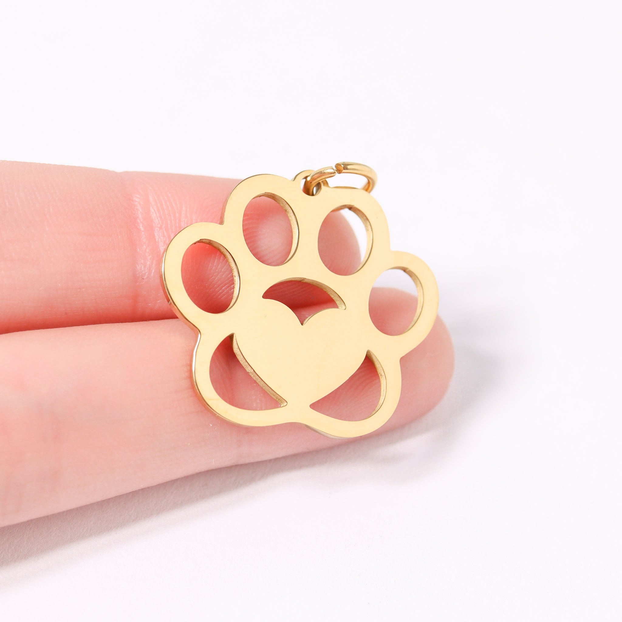 18K Gold PVD Stainless Steel Blank Paw Print Pet Tag