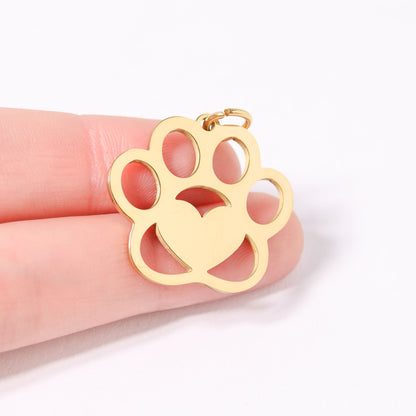 18K Gold PVD Stainless Steel Blank Paw Print Pet Tag