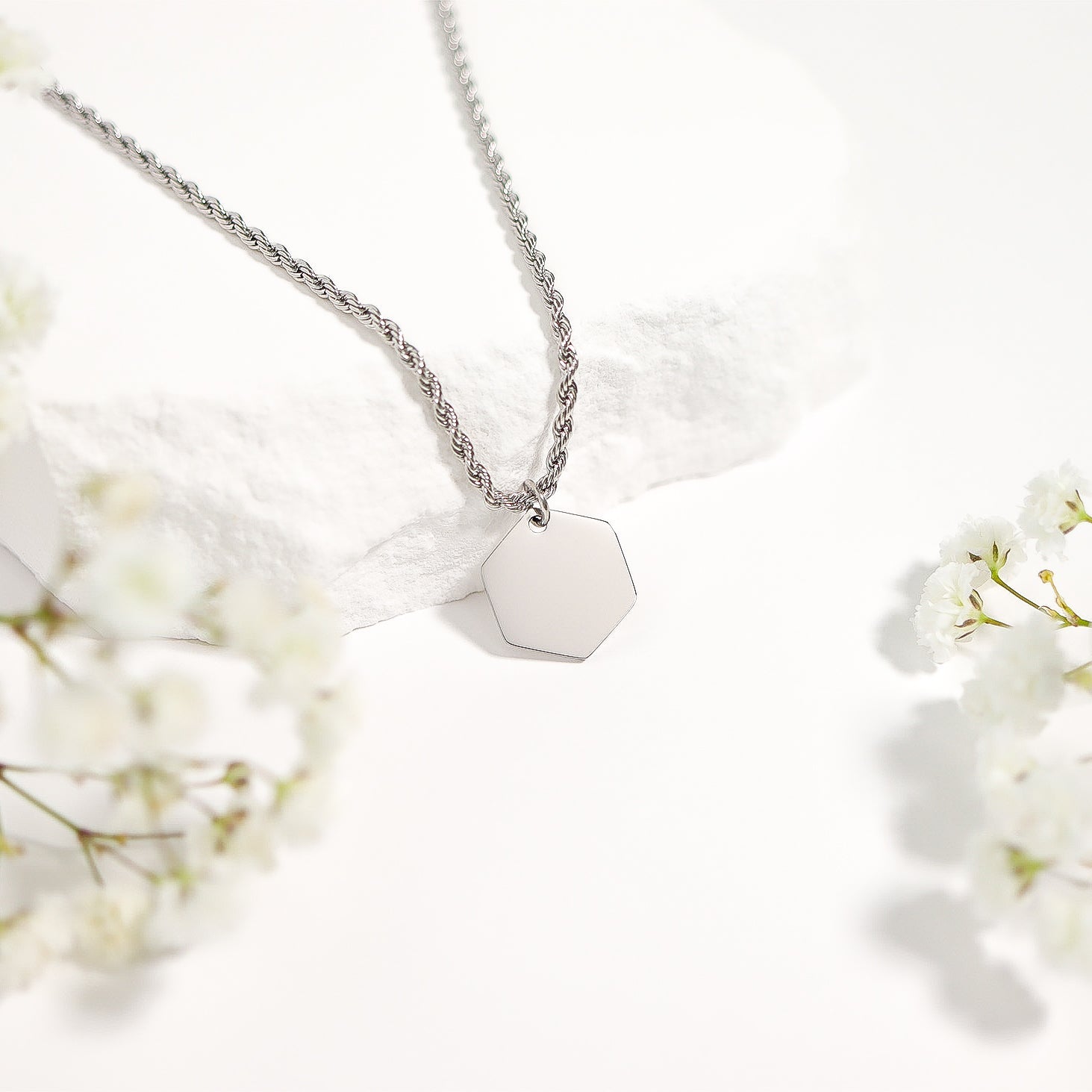 Stainless Steel Blank Hexagon Pendant