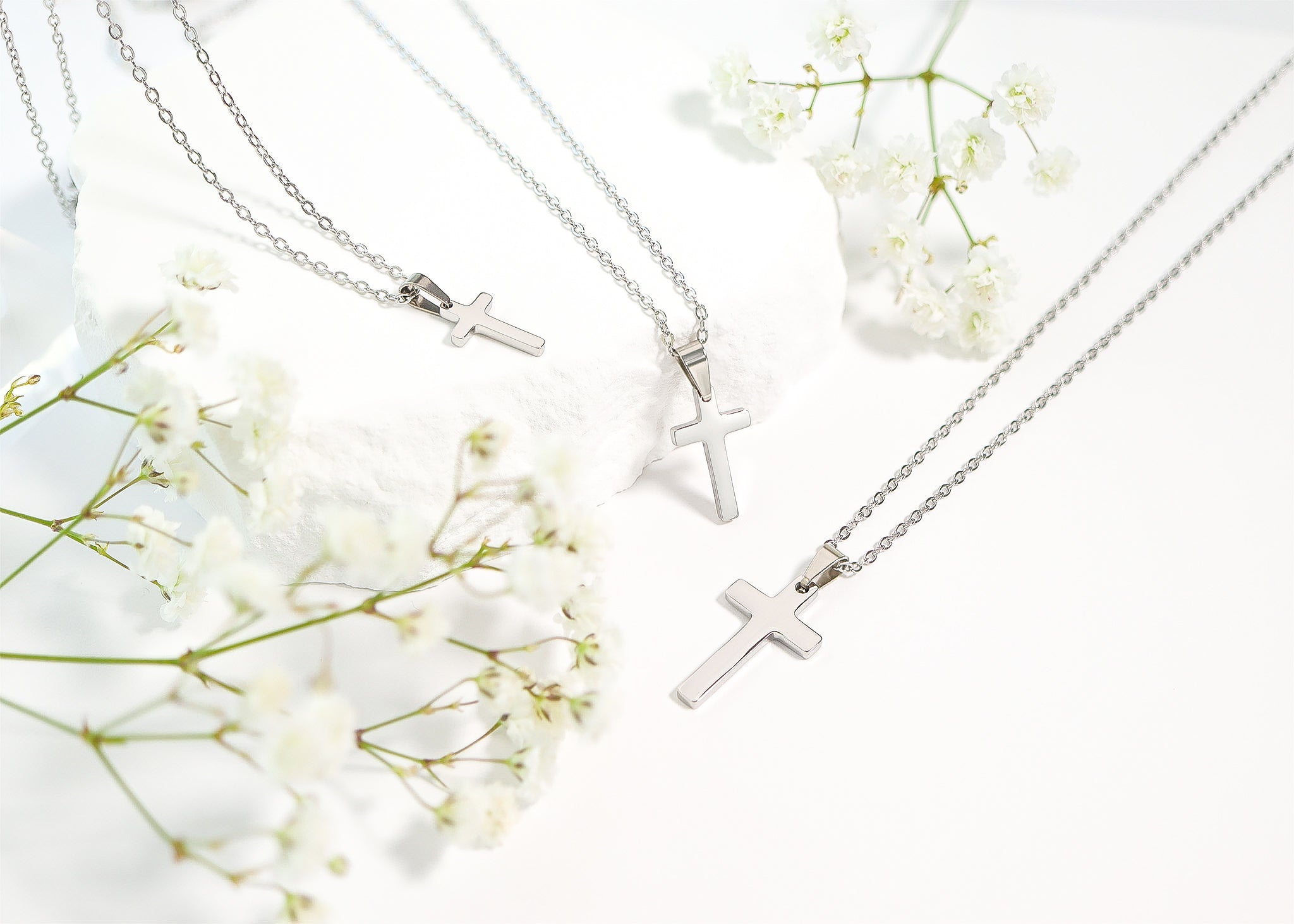 18K Gold PVD Stainless Steel Engravable Blank Cross Pendant Necklace