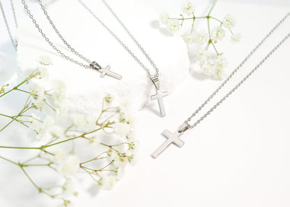 18K Gold PVD Stainless Steel Engravable Blank Cross Pendant Necklace
