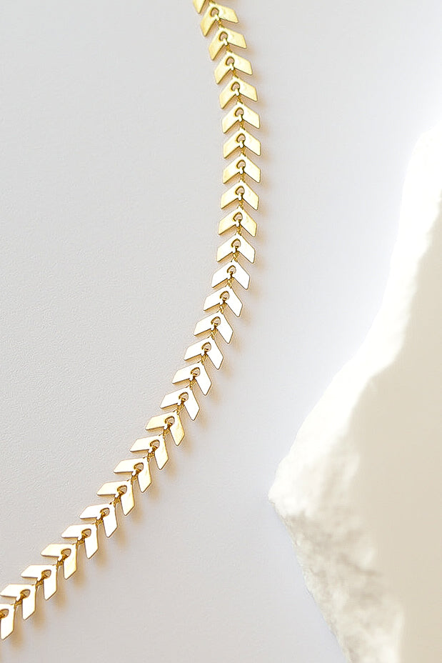 18K Gold PVD Stainless Steel Chevron Chain Necklace