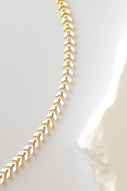 18K Gold PVD Stainless Steel Chevron Chain Necklace