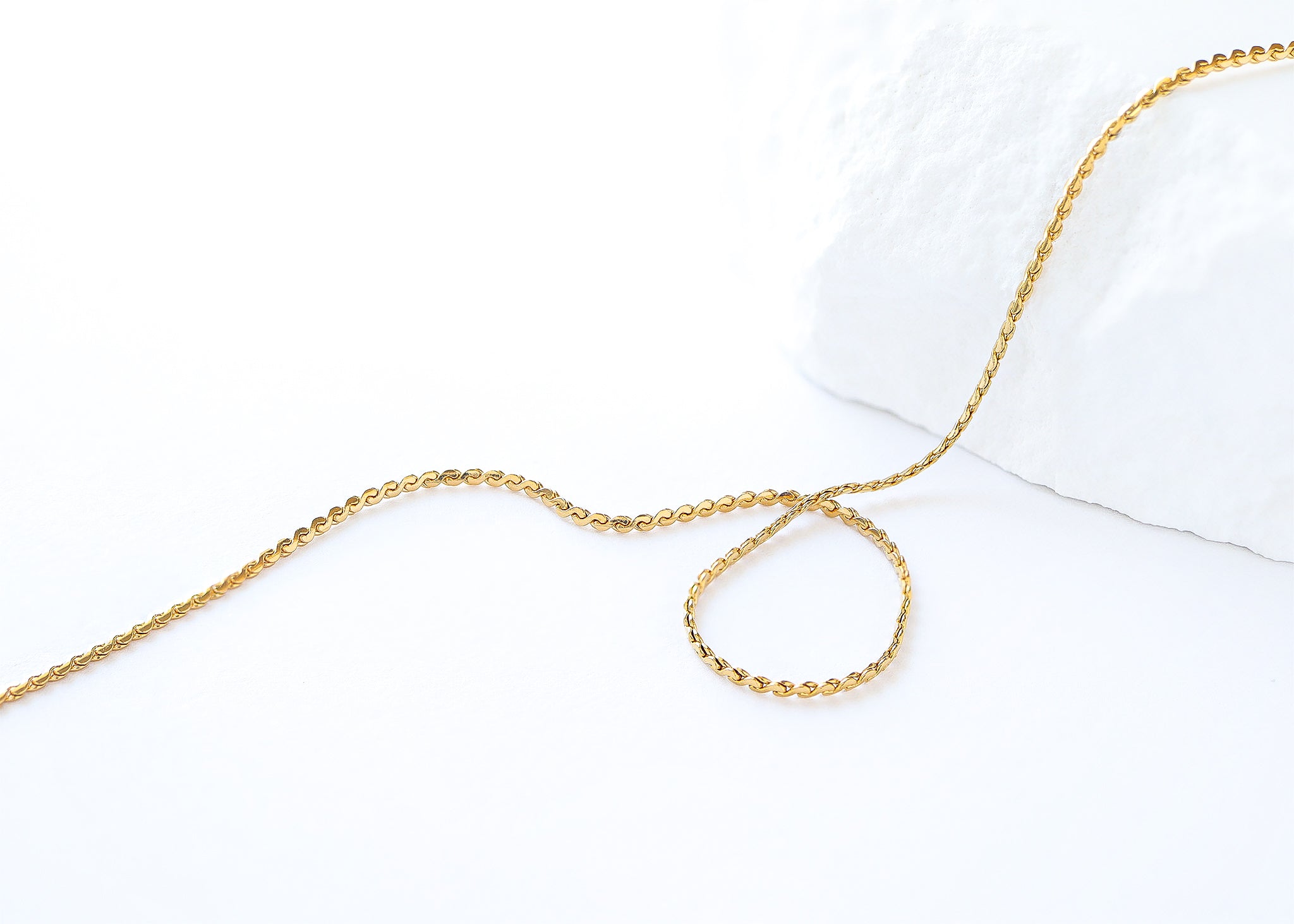 18K Gold PVD Stainless Steel Serpentine Chain Necklace