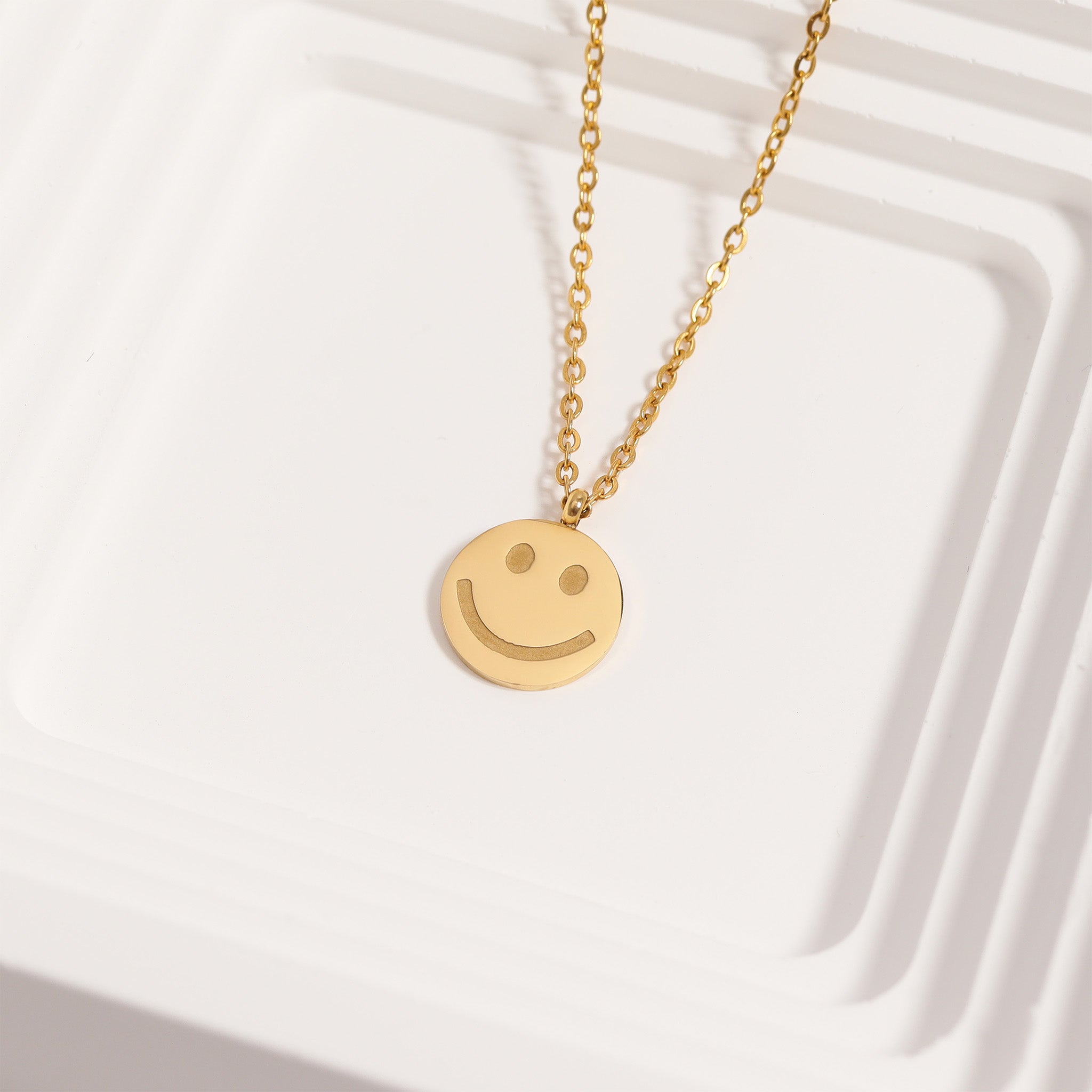 18K Gold PVD Stainless Steel Smiley Face Charm