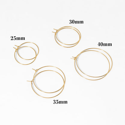 18K Gold PVD Stainless Steel Wire Hoop Earrings