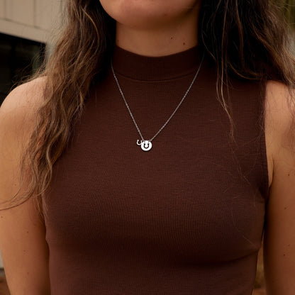 18K Gold PVD Stainless Steel Horseshoe Cutout Necklace
