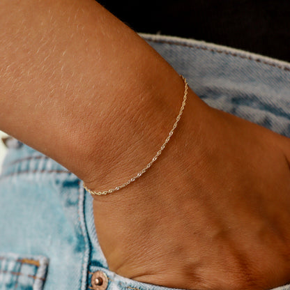 1.2 mm Singapore Chain 14K Gold Plated .925 Sterling Silver Permanent Jewelry Chain - By the Foot