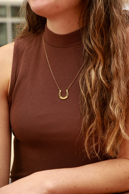 18" Engravable Stainless Steel Horseshoe Necklace