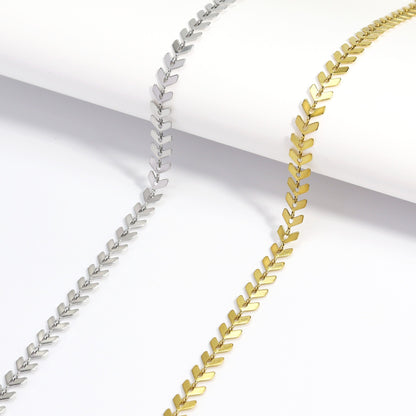 18K Gold PVD Stainless Steel Chevron Chain Necklace