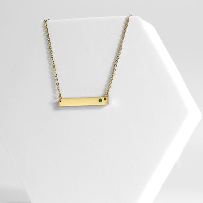 18K Gold PVD Stainless Steel Bar Birthstone Necklace