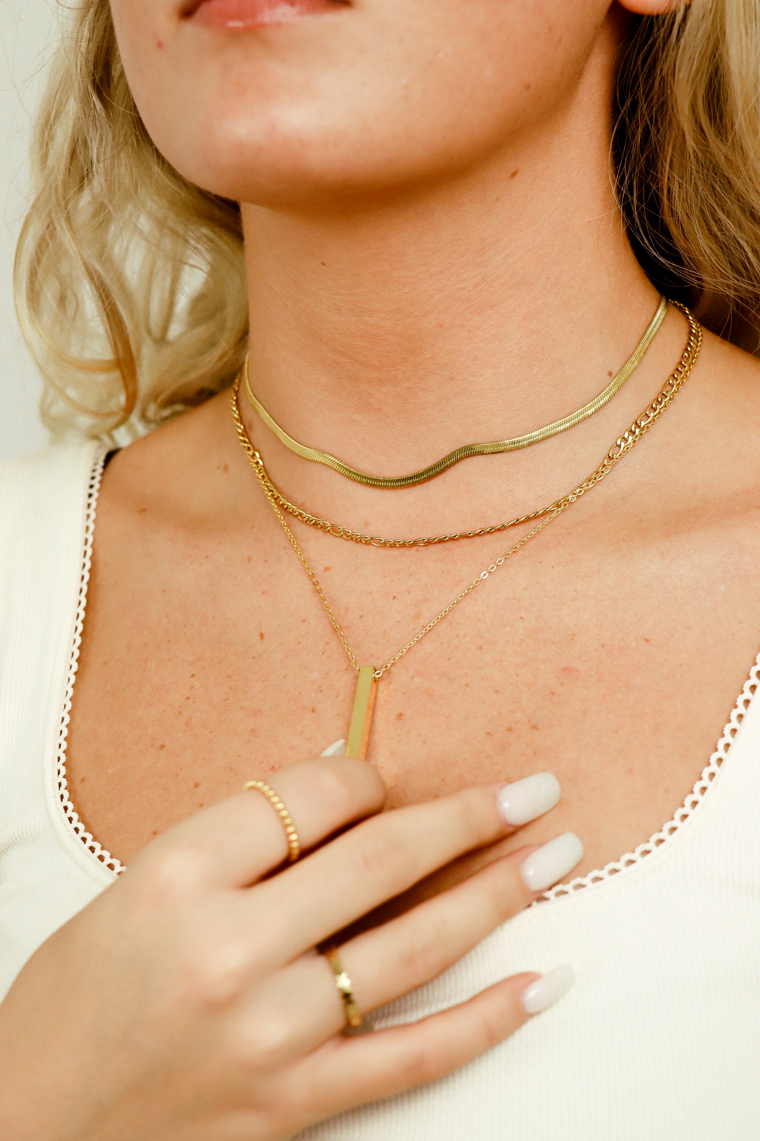 45 pc 18K Gold PVD Vertical Bar Layered Necklace Set
