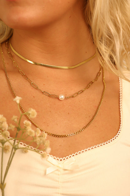 45 pc 18K Gold PVD Pearl Layered Necklace Set