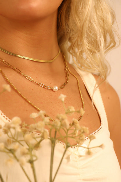 45 pc 18K Gold PVD Pearl Layered Necklace Set