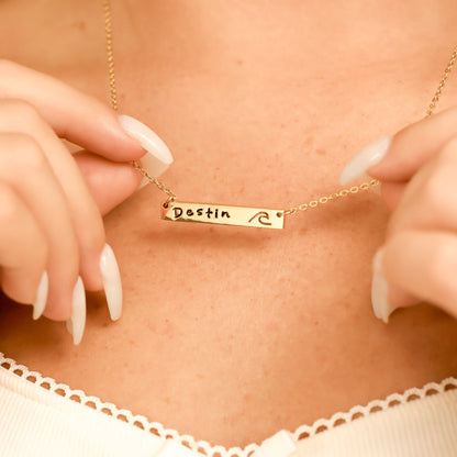 18K Gold PVD Stainless Steel Cutout Wave Blank Bar Necklace
