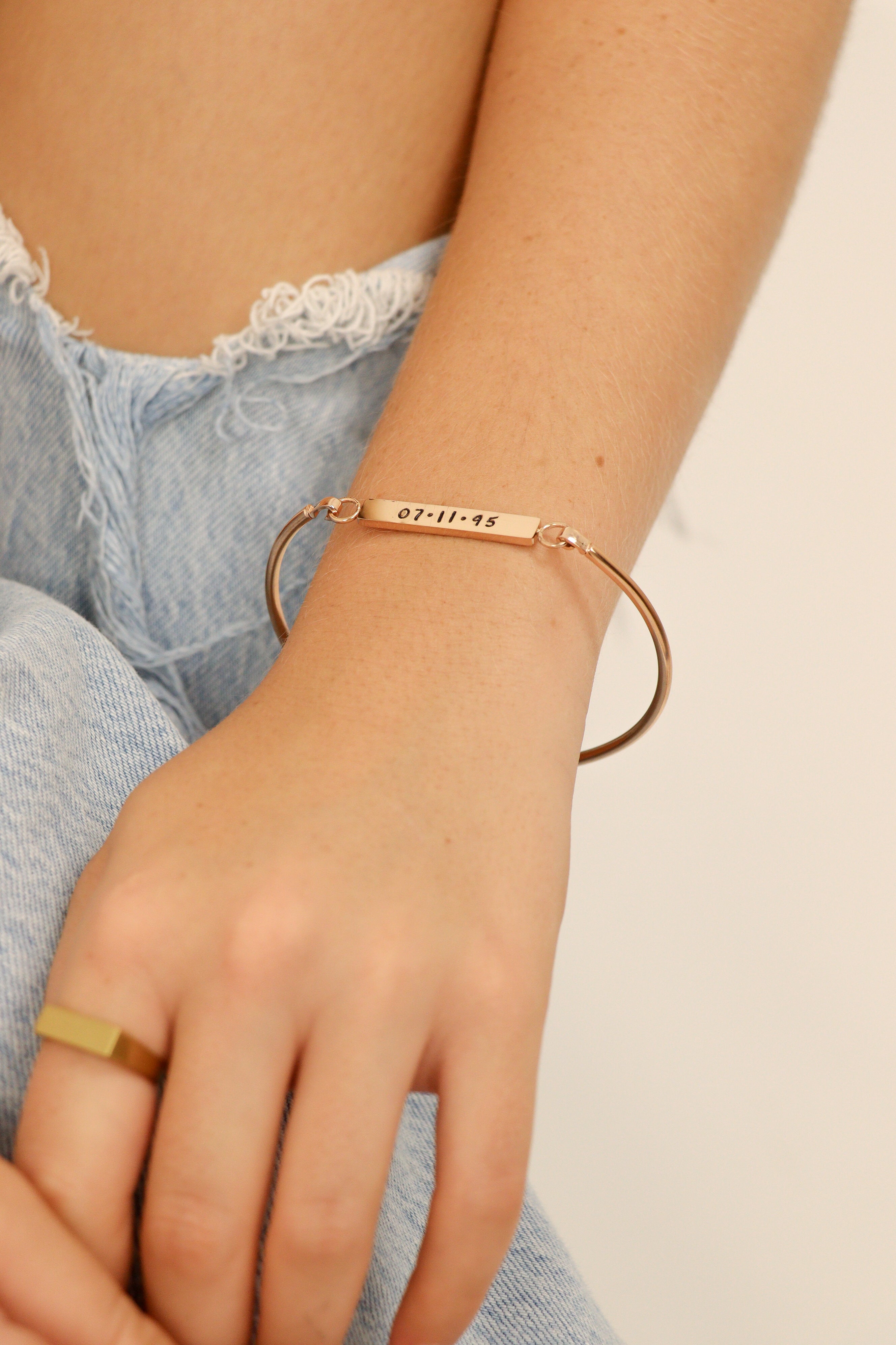 18K Gold PVD Stainless Steel Blank Flat Bar Bracelet