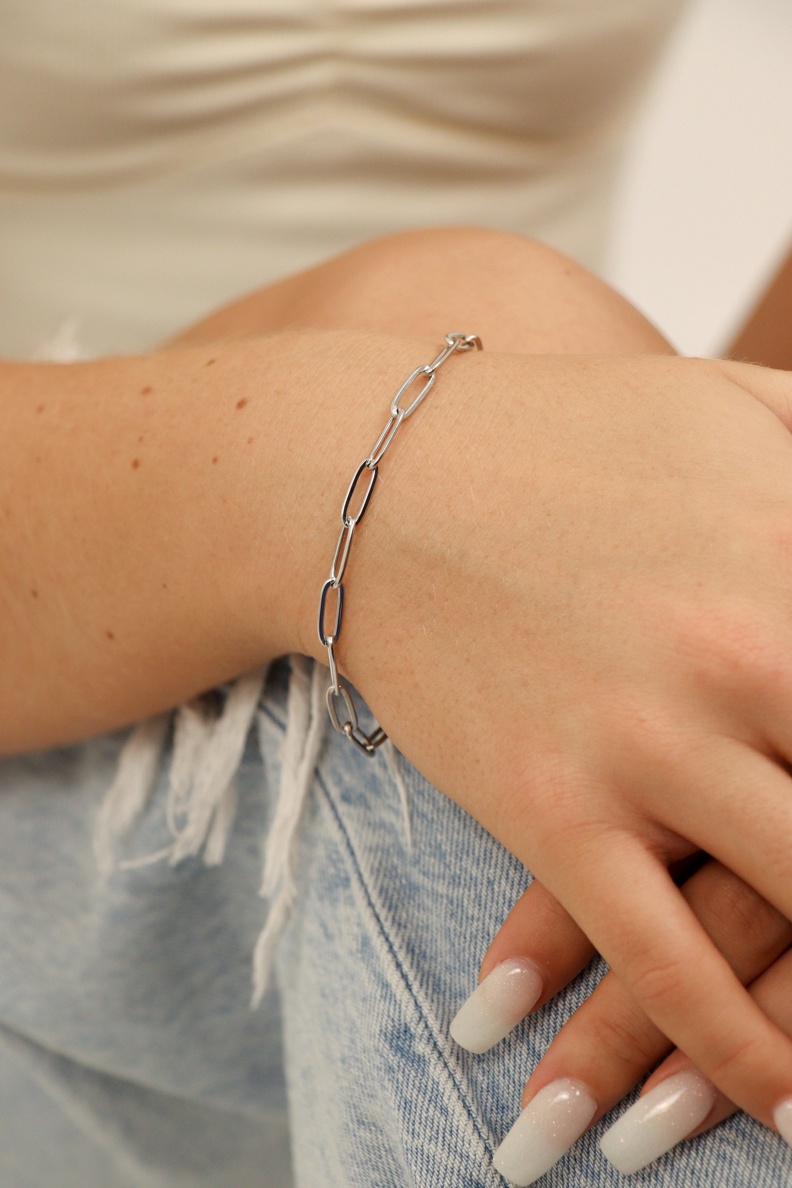 18K Gold PVD Stainless Steel Paperclip Chain Bracelet
