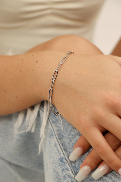 18K Gold PVD Stainless Steel Paperclip Chain Bracelet