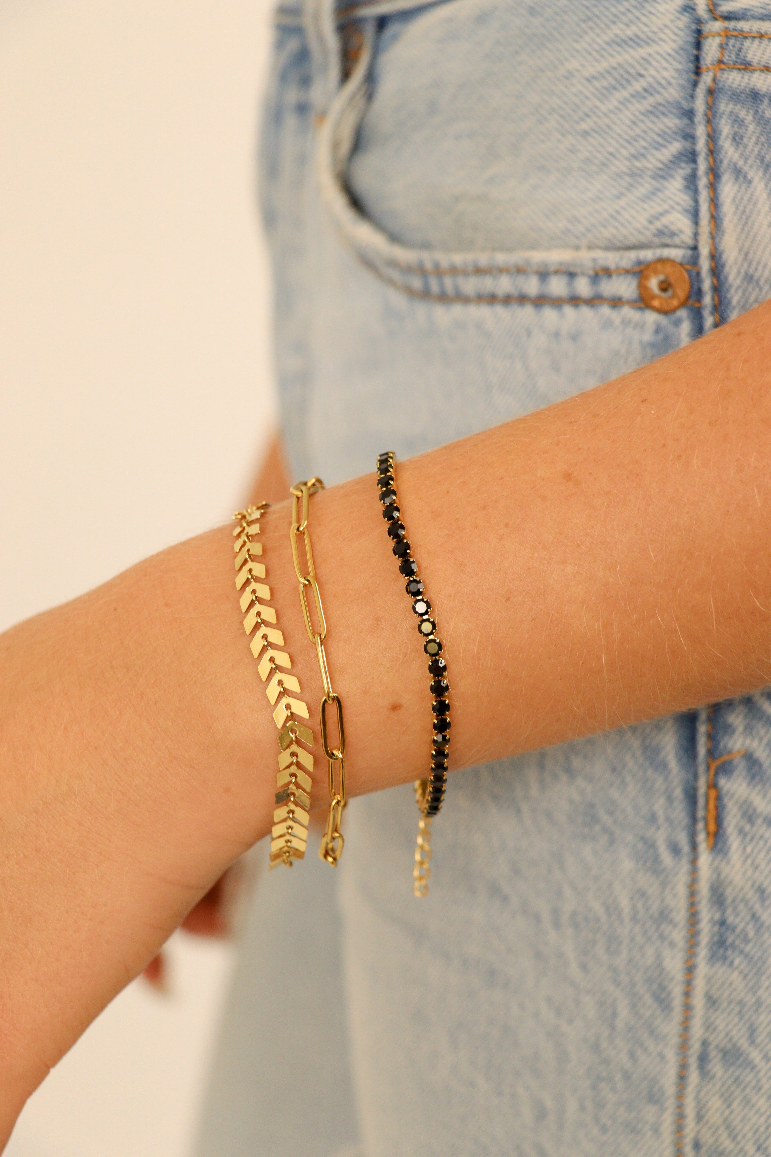 25 pc 18K Gold PVD Coated Stainless Steel Women's Layered Bracelet Set