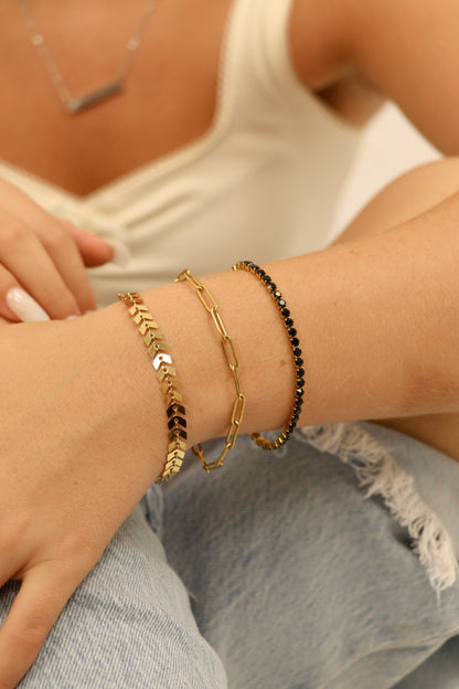 25 pc 18K Gold PVD Coated Stainless Steel Women's Layered Bracelet Set
