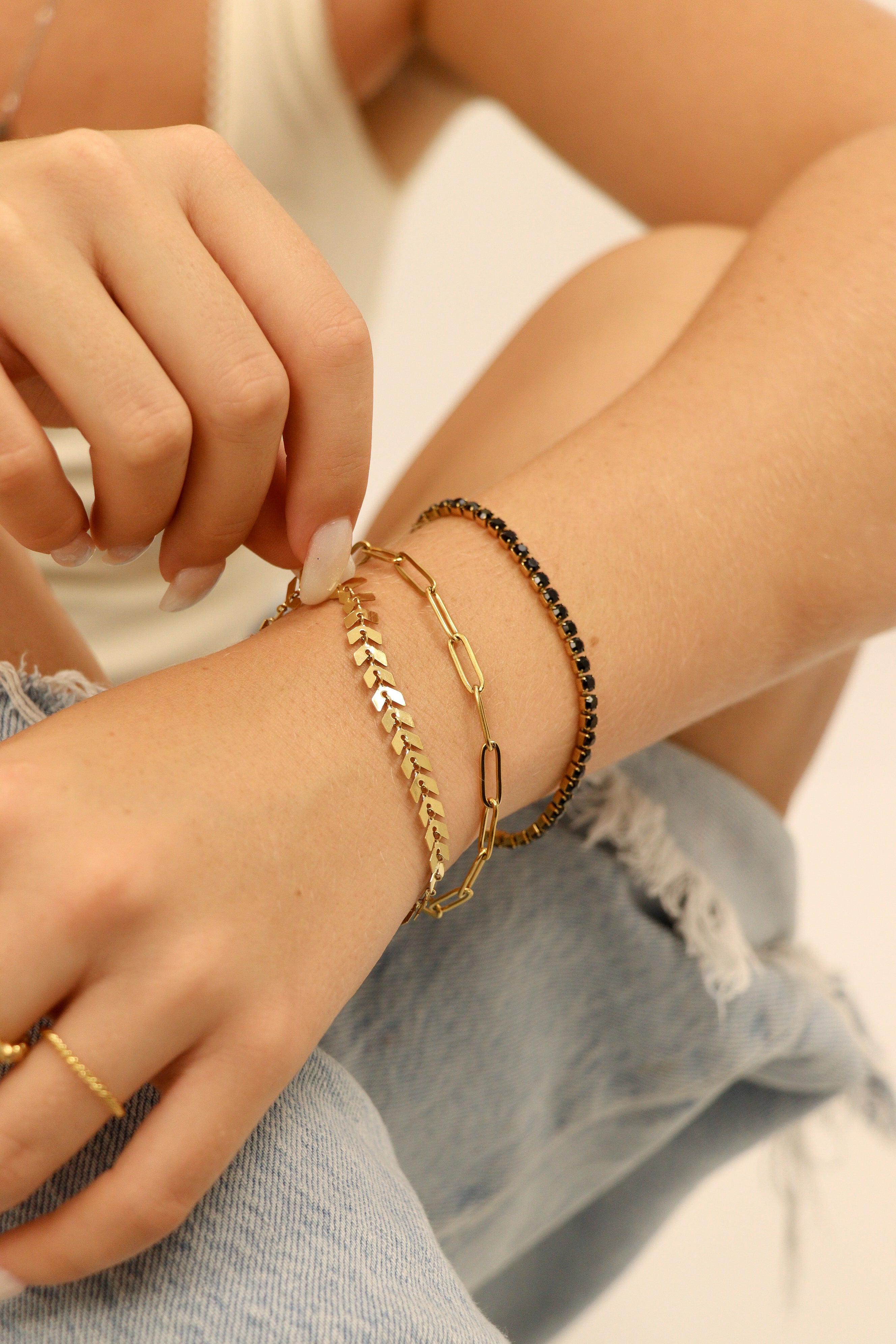 25 pc 18K Gold PVD Coated Stainless Steel Women's Layered Bracelet Set