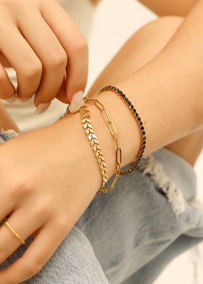 18K Gold PVD Stainless Steel Paperclip Chain Bracelet