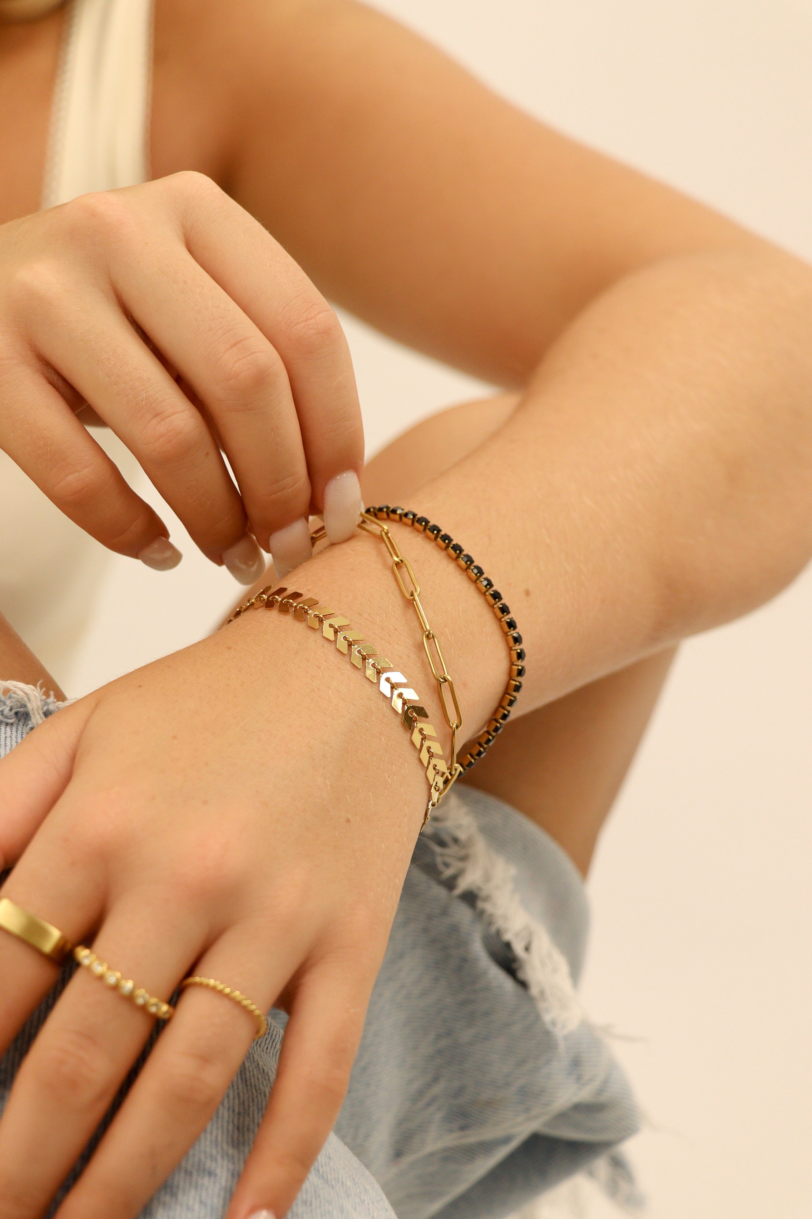 25 pc 18K Gold PVD Coated Stainless Steel Women's Layered Bracelet Set
