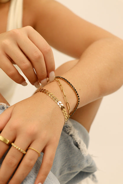 25 pc 18K Gold PVD Coated Stainless Steel Women's Layered Bracelet Set
