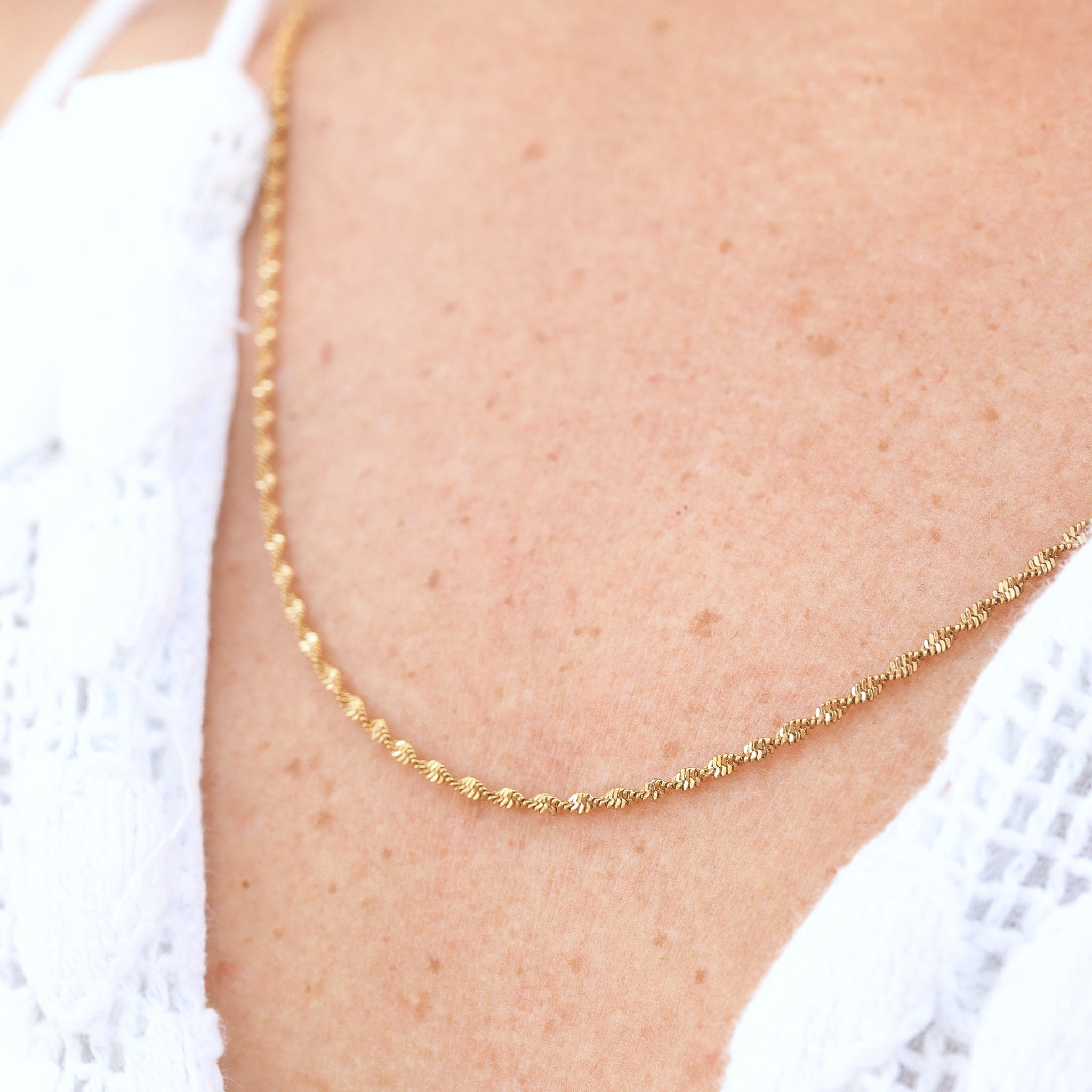 18K Gold PVD Stainless Steel Singapore Chain - By The Foot