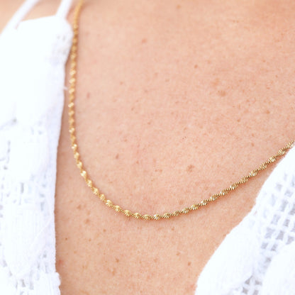 18K Gold PVD Stainless Steel Singapore Chain - By The Foot