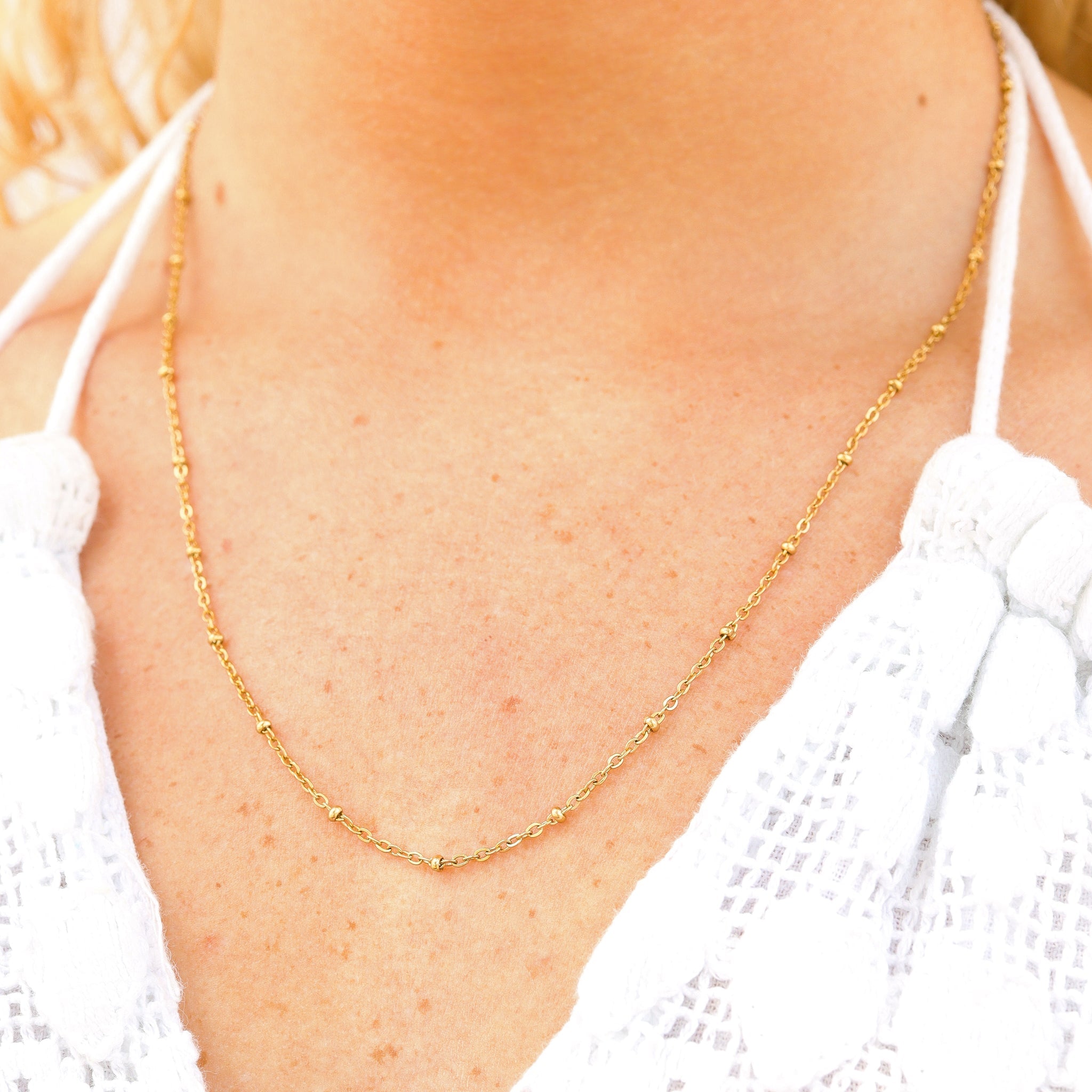 18K Gold PVD Stainless Steel Satellite Chain Necklace