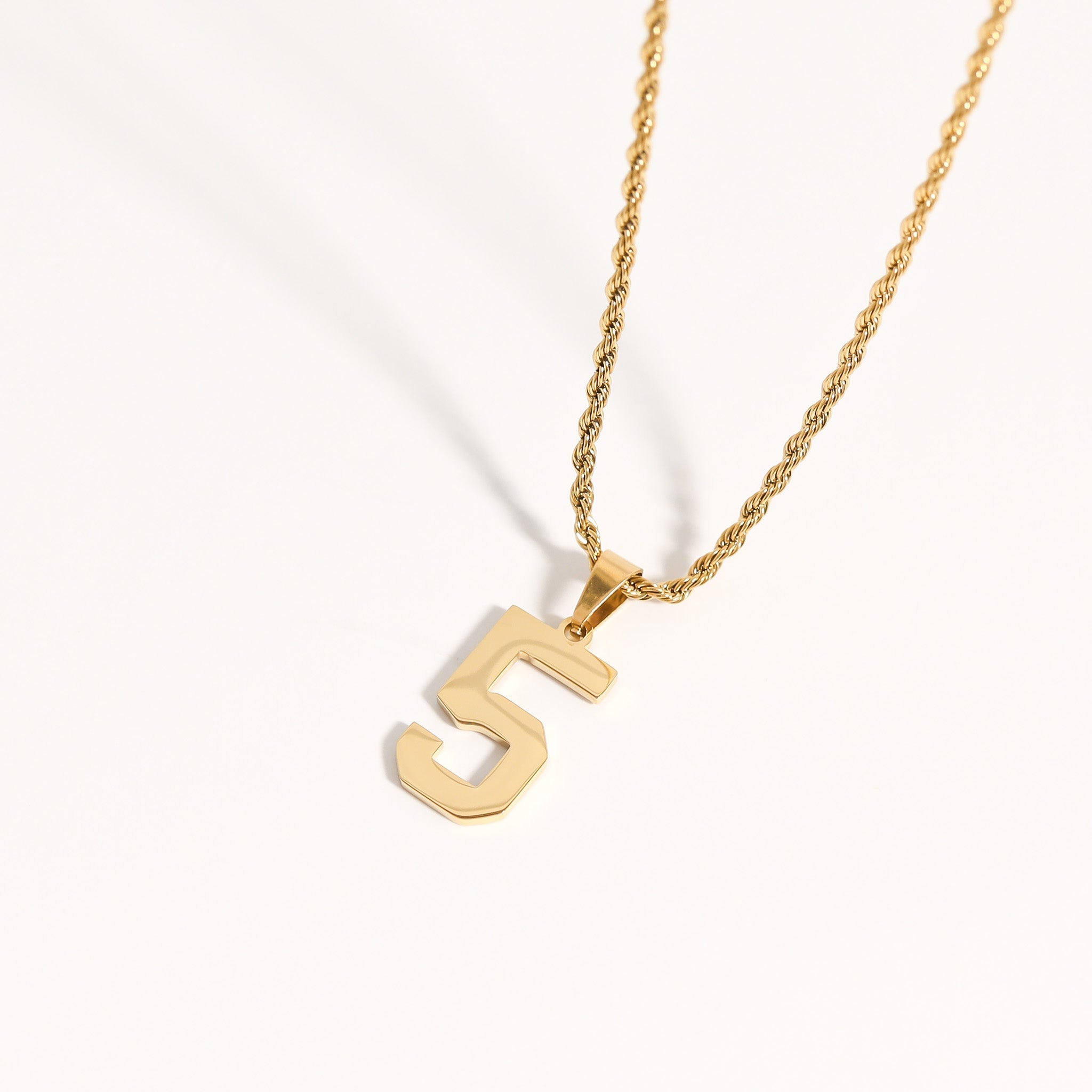 18K Gold PVD Stainless Steel Sport Number Pendant