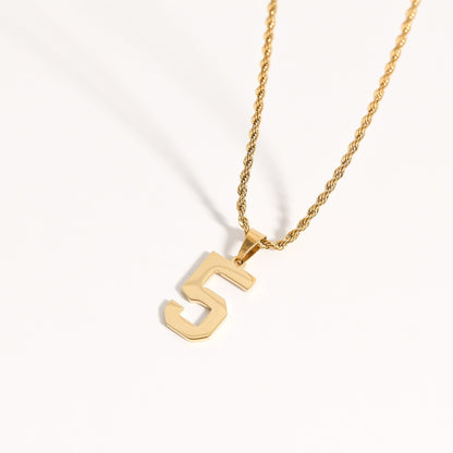 18K Gold PVD Stainless Steel Sport Number Pendant