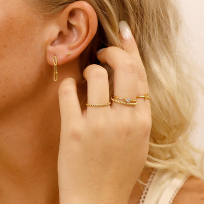 18K Gold PVD Stainless Steel Braided Spacer Ring