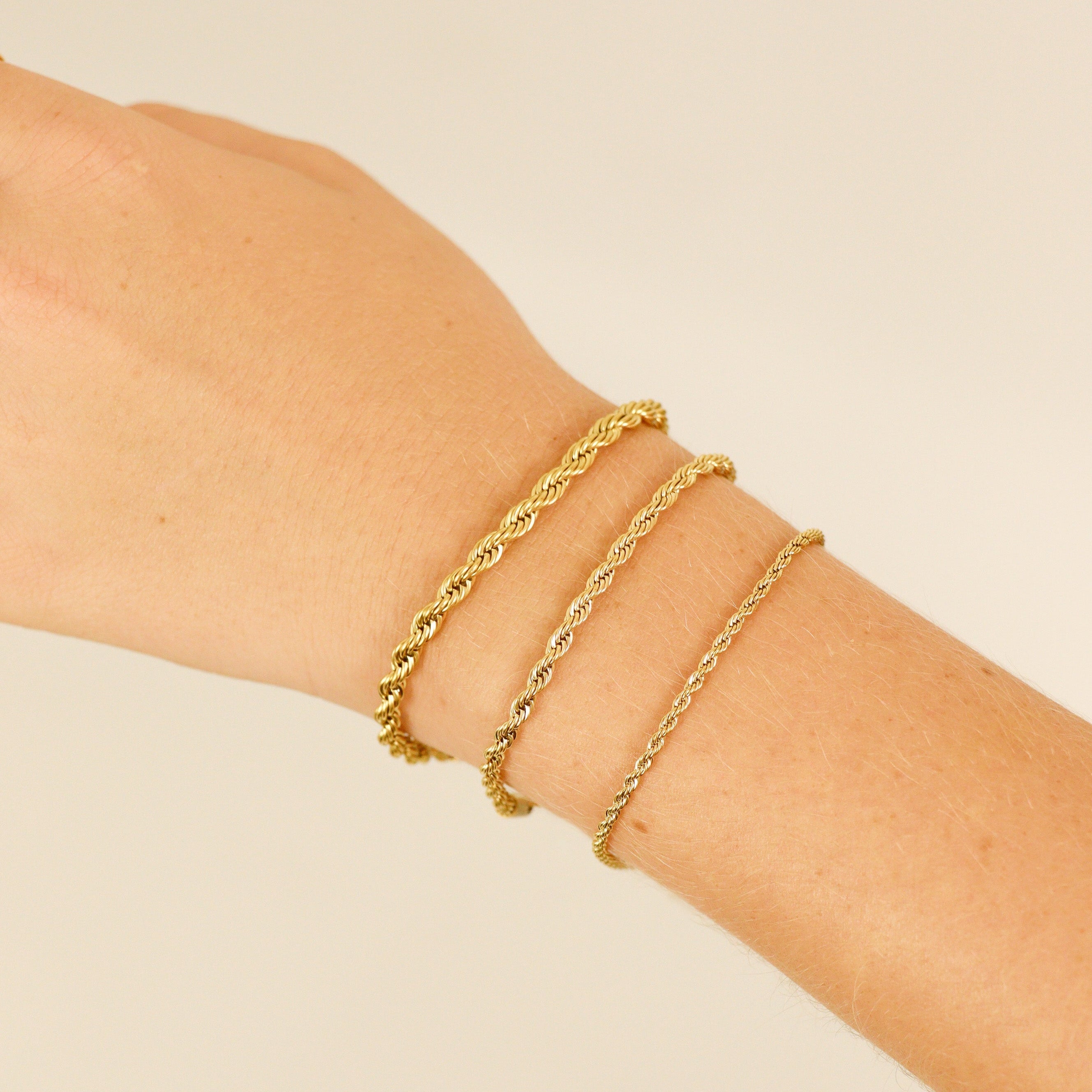 18K Gold PVD Stainless Steel Rope Chain Bracelet/Anklet