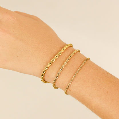 18K Gold PVD Stainless Steel Rope Chain Bracelet/Anklet
