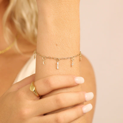 Permanent Jewelry 14K Solid Gold Diamond Lightning Bolt Charm
