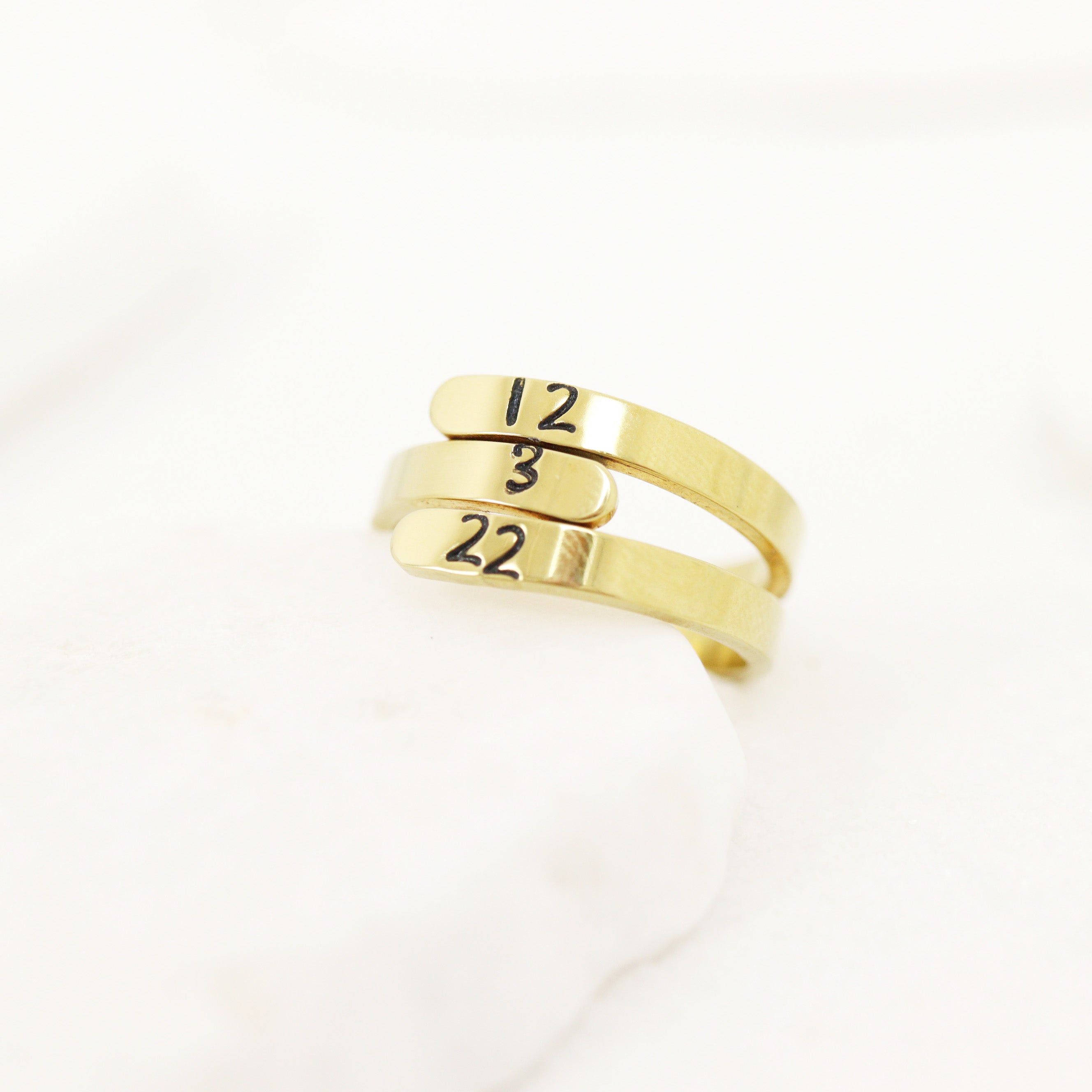 18K Gold PVD Stainless Steel Blank 3 Name Wrap Ring