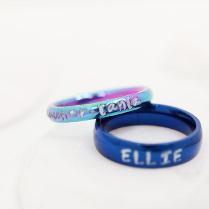 Stainless Steel Blue Blank Ring