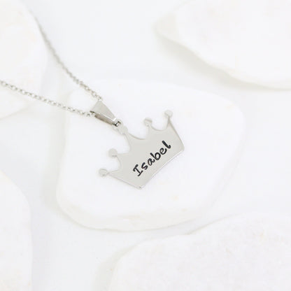 18K Gold PVD Stainless Steel Blank Crown Necklace