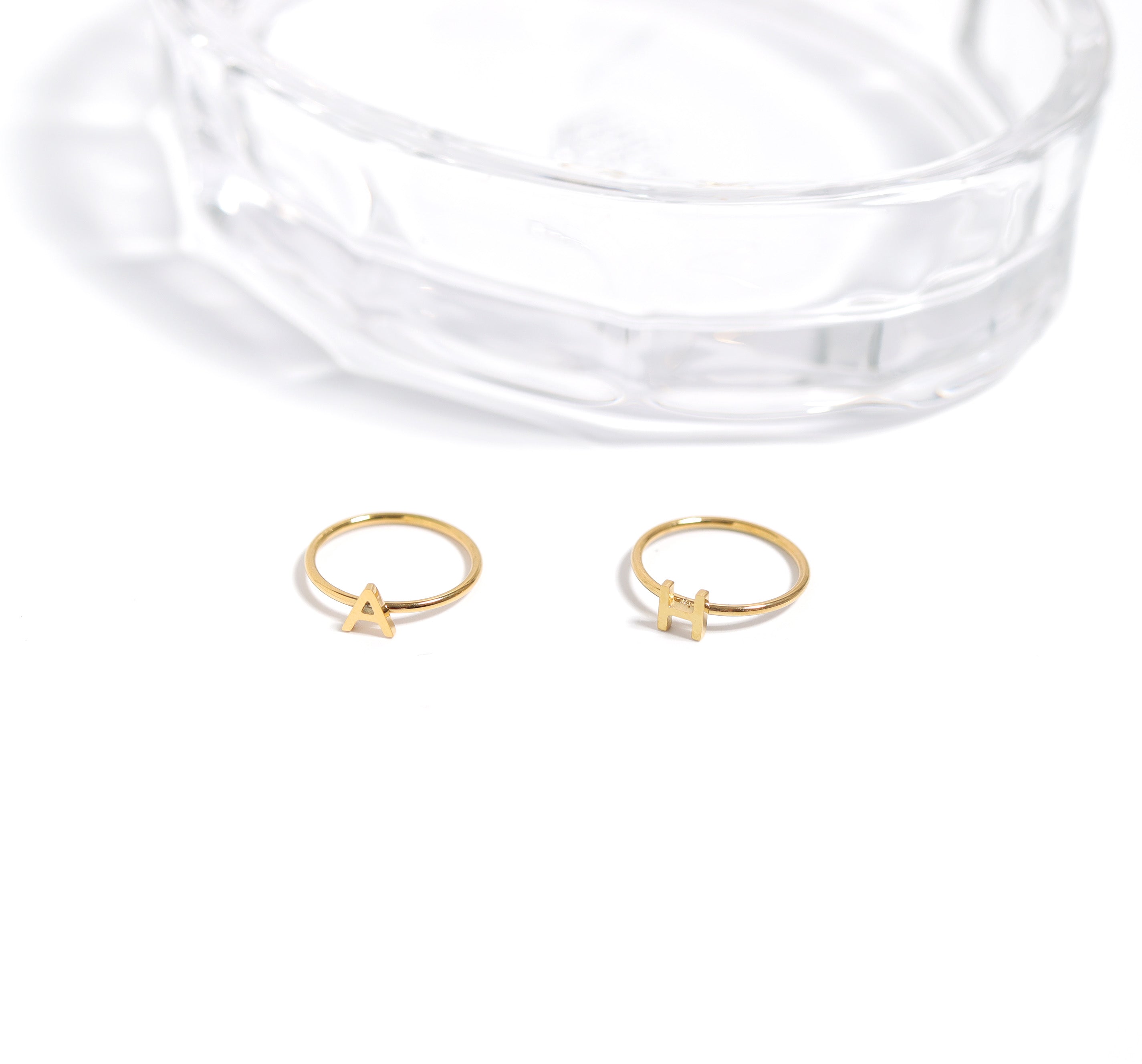18K Gold PVD Stainless Steel Initial Stacking Rings N-Z
